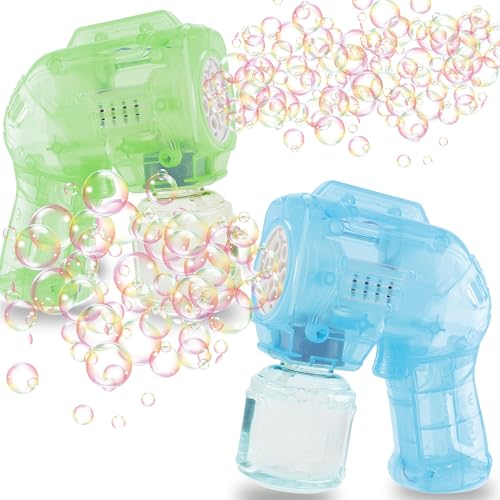 Blubbel 2X Seifenblasenpistole Set, LED Seifenblasenmaschine, 50ml Seifenblasenflüssigkeit Tank, Seifenblasen Pistole, Blasen Kanone, Luftblasen Bazooka Bubble Gun, Geschenke für Kinder, Hochzeit von Blubbel