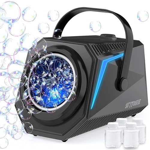 Blubbel LED Seifenblasenmaschine, 4X 90ml Seifenblasenflüssigkeit Tank, Seifenblasen Maschine, Seifenblasenpistole Kinder, Luftblasen Bazooka Bubble Maschine, Geschenk, Hochzeit von Blubbel