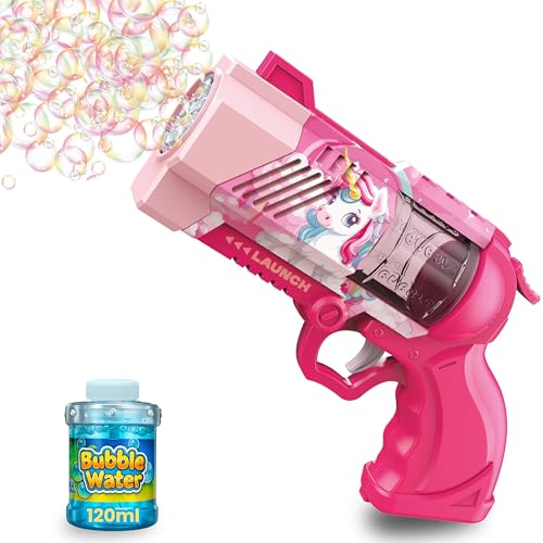 Blubbel Seifenblasenpistole, LED Seifenblasenmaschine, 90ml Seifenblasenflüssigkeit Tank, Seifenblasen Pistole, Blasen Kanone, Luftblasen Bazooka Bubble Gun, Geschenke für Kinder, Hochzeit von Blubbel
