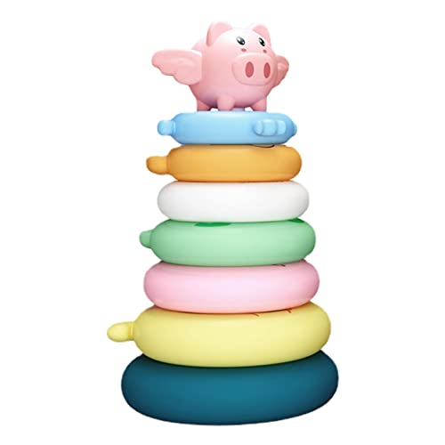 Blue Fish Ringstapel Spielzeug - Stapelspielzeug Mit Ringen | Squeeze Zahnen Babyspielzeug | Schwein Regenbogen Stapelspielzeug | Stapelturm Baby Lernspielzeug Für Kinder, Jungen, Mädchen Blue Fish Ringstapel Spielzeug - Stapelspielzeug Mit Ringen | Squeeze Zahnen Babyspielzeug | Schwein Regenbogen Stapelspielzeug | Stapelturm Baby Lernspielzeug Für Kinder, Jungen, Mädchen von Blue Fish
