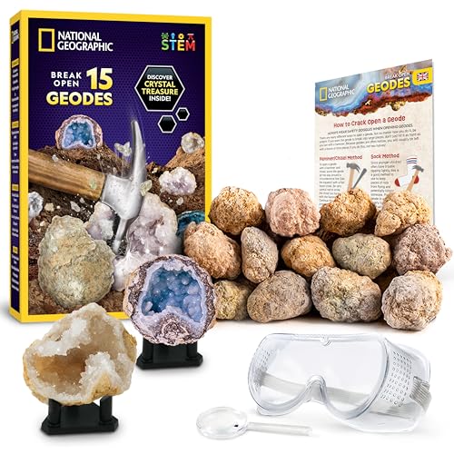 Blue Marble NATIONAL Geographic 15 Premium-Geoden Aufbrech-Set – Mit Schutzbrille, Lernleitfaden & 3 Ausstellungsständern – Großartiges Mint Wissenschaftsspielzeug & Lernset Blue Marble NATIONAL Geographic 15 Premium-Geoden Aufbrech-Set – Mit Schutzbrille, Lernleitfaden & 3 Ausstellungsständern – Großartiges Mint Wissenschaftsspielzeug & Lernset von Blue Marble