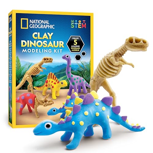 Blue Marble NATIONAL Geographic Dino-Bastelset mit lufttrocknendem Ton – Kreativset für Kinder mit 5 Tonfarben, Dino-Skeletten, Werkzeug & Wackelaugen Blue Marble NATIONAL Geographic Dino-Bastelset mit lufttrocknendem Ton – Kreativset für Kinder mit 5 Tonfarben, Dino-Skeletten, Werkzeug & Wackelaugen von Blue Marble