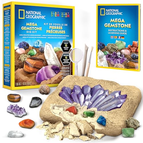 Blue Marble NATIONAL Geographic Mega Edelstein-Ausgrabungsset – Edelsteine & Kristalle Ausgrabungsset, Wissenschaftsset für Kinder, Geschenk für Jungen & Mädchen, Steinsammlung Blue Marble NATIONAL Geographic Mega Edelstein-Ausgrabungsset – Edelsteine & Kristalle Ausgrabungsset, Wissenschaftsset für Kinder, Geschenk für Jungen & Mädchen, Steinsammlung von Blue Marble