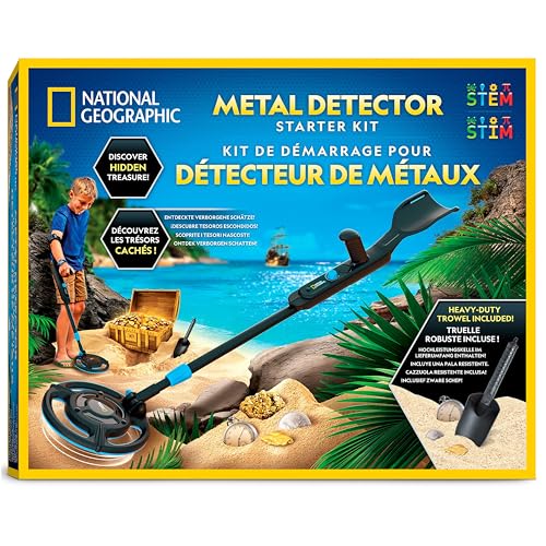Blue Marble NATIONAL Geographic Metalldetektor Starter-Set für Kinder – Verstellbarer Metalldetektor mit 18,8 cm wasserdichter Spule & Grabwerkzeug, ab 8 Jahren von Blue Marble