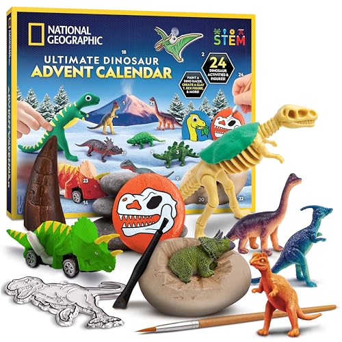 Blue Marble National Geographic Dinosaurier-Adventskalender 2024 – Weihnachts-Countdown-Kalender mit 24 Dino-Aktivitäten und Figuren, 13 Sammelfiguren, Dino-Rennwagen bemalen, Ton-T-Rex modellieren Blue Marble National Geographic Dinosaurier-Adventskalender 2024 – Weihnachts-Countdown-Kalender mit 24 Dino-Aktivitäten und Figuren, 13 Sammelfiguren, Dino-Rennwagen bemalen, Ton-T-Rex modellieren von Blue Marble