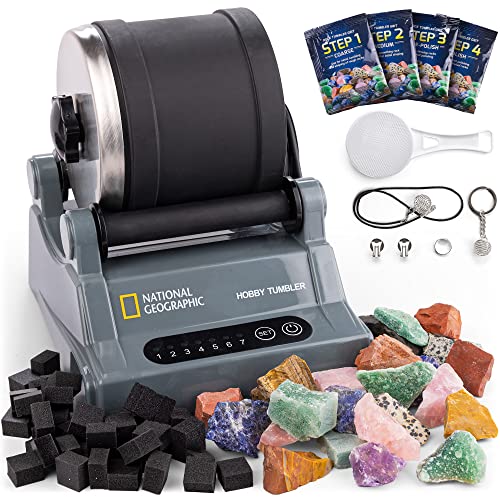 NATIONAL GEOGRAPHIC Steintrommel Hobby-Set – Vollständiges Set zum Steine Trommeln mit Hochwertiger Trommel Edelsteinen und Patentierter GemFoam-Schaumpolitur – Pädagogisches Mint-Wissenschafts-Set von Blue Marble