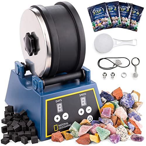 NATIONAL GEOGRAPHIC Steintrommel-Set - Extra große 1,36 kg Kapazität, 1,36 kg ungeschliffene Edelsteine, 4 Polierstärken, Schmuckbefestigungen, EIN pädagogisches Mint-Wissenschafts-Set NATIONAL GEOGRAPHIC Steintrommel-Set - Extra große 1,36 kg Kapazität, 1,36 kg ungeschliffene Edelsteine, 4 Polierstärken, Schmuckbefestigungen, EIN pädagogisches Mint-Wissenschafts-Set von Blue Marble