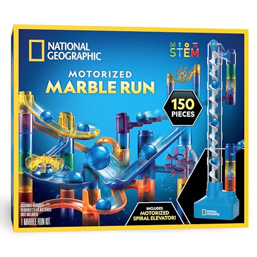 NATIONAL Geographic Murmelbahn mit Motoraufzug – 150-teiliges Set mit motorisierter Spirale, 30 Glasmurmeln, Aufbewahrungstasche & Zubehör, Endlosschleifen-Spiel, Mint-Bausatz für Kinder NATIONAL Geographic Murmelbahn mit Motoraufzug – 150-teiliges Set mit motorisierter Spirale, 30 Glasmurmeln, Aufbewahrungstasche & Zubehör, Endlosschleifen-Spiel, Mint-Bausatz für Kinder von Blue Marble