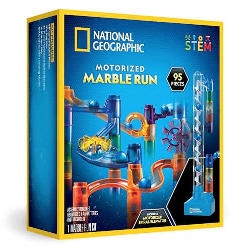 NATIONAL Geographic Murmelbahn mit Motoraufzug – 95-teiliges Set mit motorisierter Spirale, 20 Glasmurmeln, Aufbewahrungstasche & Zubehör, Endlosschleifen-Spiel, Mint-Bausatz für Kinder NATIONAL Geographic Murmelbahn mit Motoraufzug – 95-teiliges Set mit motorisierter Spirale, 20 Glasmurmeln, Aufbewahrungstasche & Zubehör, Endlosschleifen-Spiel, Mint-Bausatz für Kinder von Blue Marble