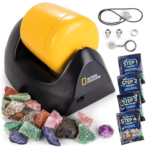 NATIONAL Geographic Starter Rock Metall, gummierter Schaft Tumbler Kit - Komplettes Steinpolierer-Set, langlebiger, auslaufsicherer Becher, 227 Gramm Steine, Körnung, 5 Schmuckverschlüsse NATIONAL Geographic Starter Rock Metall, gummierter Schaft Tumbler Kit - Komplettes Steinpolierer-Set, langlebiger, auslaufsicherer Becher, 227 Gramm Steine, Körnung, 5 Schmuckverschlüsse von Blue Marble