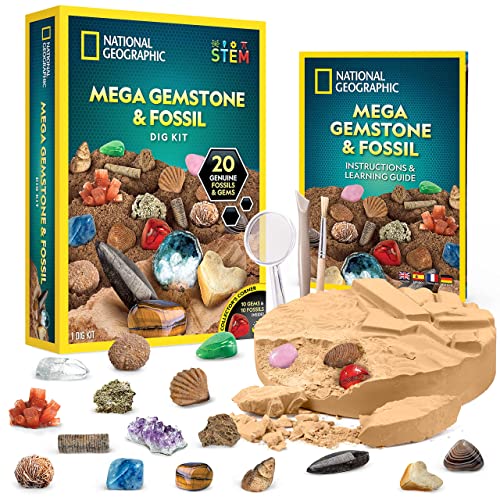 National Geographic Ausgrabungs-Set für Riesen-Fossilien und Edelsteine - Grabe 20 echte Fossilien und Edelsteine Aus, tolles wissenschaftliches Mint-Geschenk für Geologie-Enthusiasten jeden Alters National Geographic Ausgrabungs-Set für Riesen-Fossilien und Edelsteine - Grabe 20 echte Fossilien und Edelsteine Aus, tolles wissenschaftliches Mint-Geschenk für Geologie-Enthusiasten jeden Alters von Blue Marble