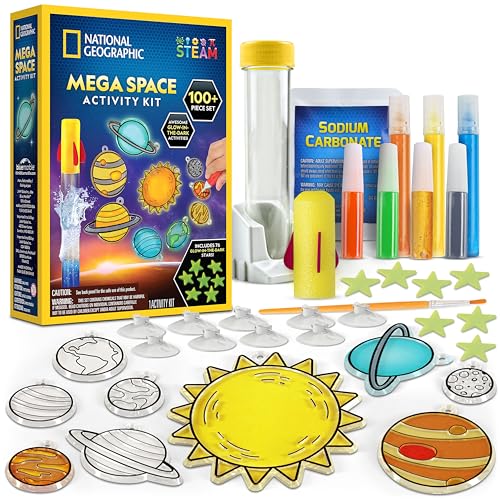 National Geographic Mega Space Activity Kit – Wissenschaftliches Experiment & Bastelset für Kinder mit über 100 Teilen, starten Sie eine Rakete, erstellen Sie Sternbilder mit im Dunkeln leuchtenden von Blue Marble