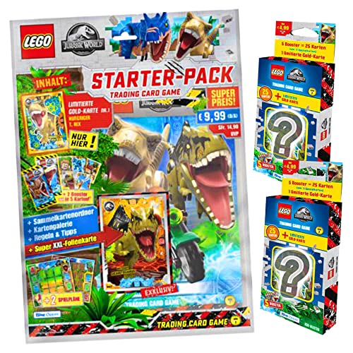 Lego Jurassic World Serie 2 Karten - Trading Cards - 1 Starter + 2 Blister Sammelkarten Bundle + 10 Originale Hüllen von Blue Ocean / STRONCARD