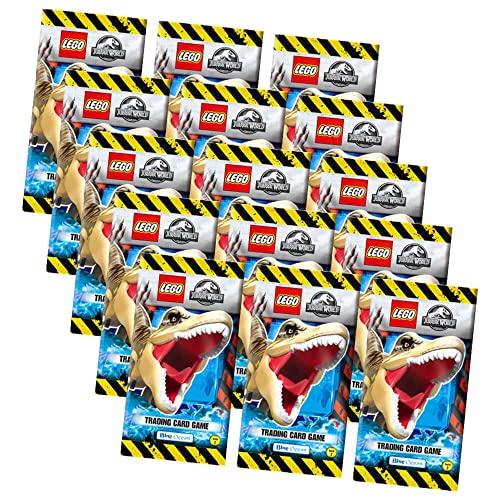 Lego Jurassic World Serie 2 Karten - Trading Cards - 15 Booster Sammelkarten Bundle + 10 Originale Hüllen von Blue Ocean / STRONCARD