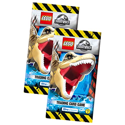 Lego Jurassic World Serie 2 Karten - Trading Cards - 2 Booster Sammelkarten Bundle + 10 Originale Hüllen von Blue Ocean / STRONCARD
