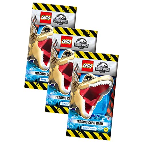 Lego Jurassic World Serie 2 Karten - Trading Cards - 3 Booster Sammelkarten Bundle + 10 Originale Hüllen von Blue Ocean / STRONCARD