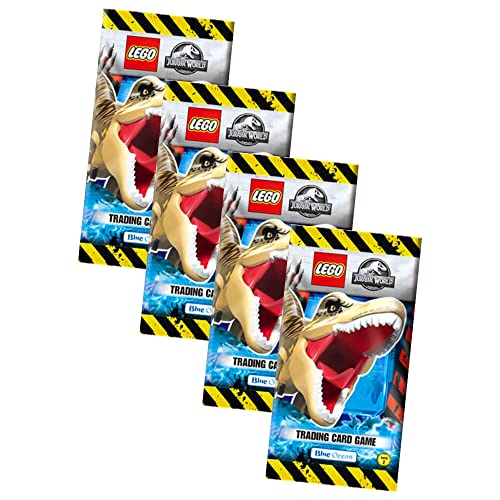 Lego Jurassic World Serie 2 Karten - Trading Cards - 4 Booster Sammelkarten Bundle + 10 Originale Hüllen von Blue Ocean / STRONCARD