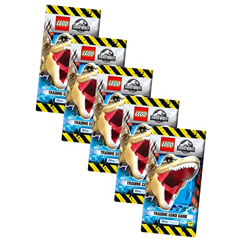 Lego Jurassic World Serie 2 Karten - Trading Cards - 5 Booster Sammelkarten Bundle + 10 Originale Hüllen von Blue Ocean / STRONCARD