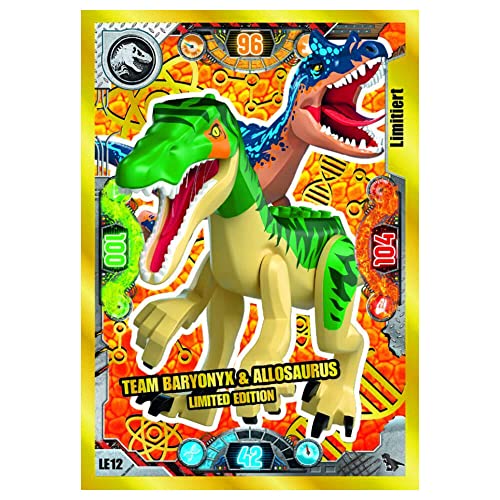 Lego Jurassic World Serie 2 Karten - Trading Cards - Sammelkarten Bundle - LE12 Gold Karte + 10 Originale Hüllen von Blue Ocean / STRONCARD