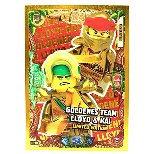 Lego Ninjago Karten Trading Cards Serie 6 - Die Insel Next Level (2022) - LE18 Gold Karte Bundle + 10 Originale Hüllen von Blue Ocean / STRONCARD