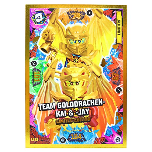 Lego Ninjago Karten Trading Cards Serie 8 - Crystalized (2023) - LE19 Gold Karte Sammelkarten Bundle + 10 Originale Hüllen von Blue Ocean / STRONCARD