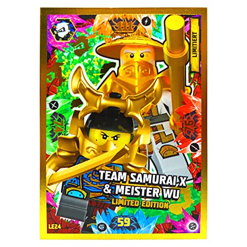 Lego Ninjago Karten Trading Cards Serie 8 - Crystalized (2023) - LE24 Gold Karte Sammelkarten Bundle + 10 Originale Hüllen von Blue Ocean / STRONCARD
