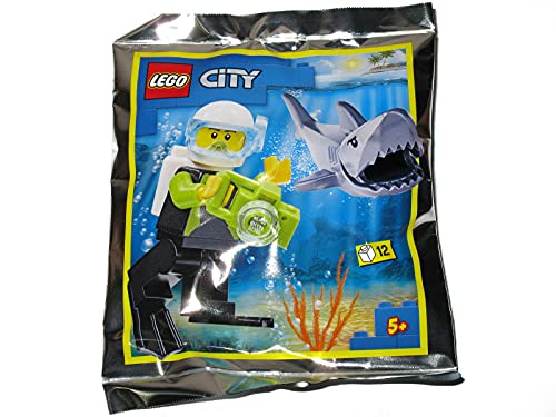 Lego City Scuba Diver + Shark Minifigur Folien-Set 952019 (Tüte) von Blue Ocean