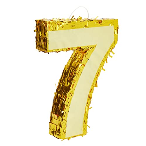 Kleine Goldfolien-Piñata zum 7. Geburtstag, Zahl 7, Zum Befüllen mit Süßigkeiten, Spielzeug, 40,5 x 28 x 7,5 cm Kleine Goldfolien-Piñata zum 7. Geburtstag, Zahl 7, Zum Befüllen mit Süßigkeiten, Spielzeug, 40,5 x 28 x 7,5 cm von Blue Panda