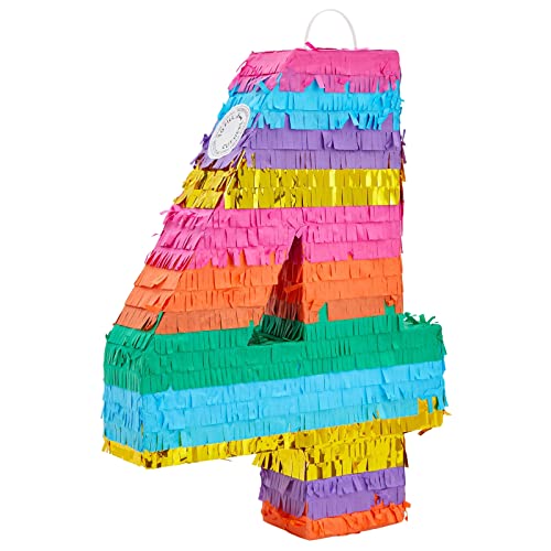 Kleine Regenbogen-Piñata Zahl 4 für Kindergeburtstag, Kinderparty, 30 x 42 x 7,6 cm Kleine Regenbogen-Piñata Zahl 4 für Kindergeburtstag, Kinderparty, 30 x 42 x 7,6 cm von Blue Panda