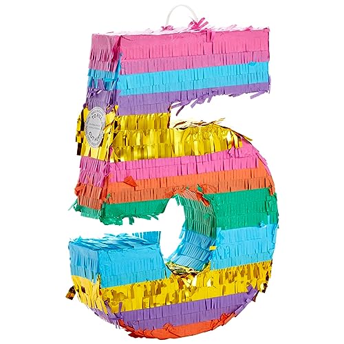 Nummer 5 Pinata Regenbogen Streifen Geburtstag Thema Party Supplies klein 29,5 x 42 x 7,6 cm Nummer 5 Pinata Regenbogen Streifen Geburtstag Thema Party Supplies klein 29,5 x 42 x 7,6 cm von Blue Panda