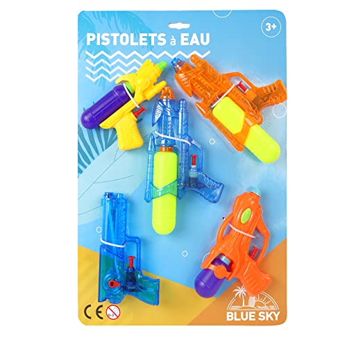 BLUE SKY - 5 Wasserpistolen - Outdoor-Spiel - 048155 - Mehrfarbig - Kunststoff - 25 cm - Kinderspielzeug - Strandspiel - Pool - Ab 3 Jahren von BLUE SKY