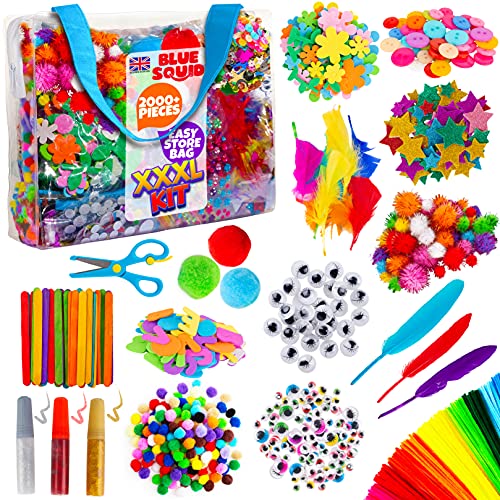 Blue Squid 2000 Stück Bastelset Kinder Kunst DIY bastelkoffer, basteln für kinder in Aufbewahrungstasche, bastelsachen, Scrapbooking bastelbox, Pfeifenreiniger, Pompons, Kulleraugen, Alter 4 bis 12 Blue Squid 2000 Stück Bastelset Kinder Kunst DIY bastelkoffer, basteln für kinder in Aufbewahrungstasche, bastelsachen, Scrapbooking bastelbox, Pfeifenreiniger, Pompons, Kulleraugen, Alter 4 bis 12 von Blue Squid
