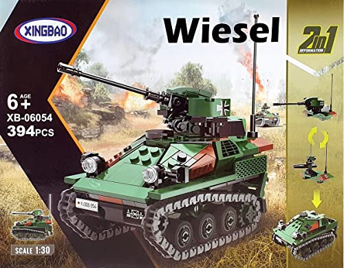 BlueBrixx 06054 Marke Xingbao – Wiesel 1, Bundeswehr aus Klemmbausteinen mit 394 Bauelementen.Kompatibel mit Anderen Klemmbausteinmarken. Lieferung in Originalverpackung. von BlueBrixx
