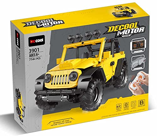 BlueBrixx 3901 Marke Decool – Geländewagen in gelb aus Klemmbausteinen mit 714 Bauelementen. Kompatibel mit Lego. Lieferung in Originalverpackung. von BlueBrixx