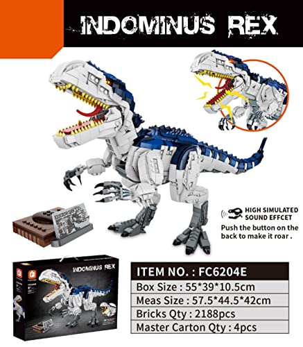 BlueBrixx FC6204E Marke Forange – Indominus Rex mit Sound mit Sound aus Klemmbausteinen mit 2188 Bauelementen. Kompatibel mit Lego. Lieferung in Originalverpackung. von BlueBrixx