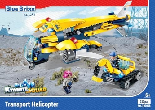 BlueBrixx Kids 107098 – Kyanite Squad: Transporthubschrauber aus Klemmbausteinen mit 283 Bauelementen von BlueBrixx