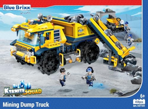 BlueBrixx Kids 107101 – Kyanite Squad: Bergbau-Muldenkipper aus Klemmbausteinen mit 458 Bauelementen von BlueBrixx
