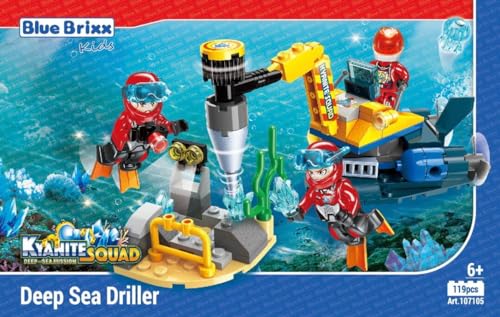 BlueBrixx Kids 107105 – Kyanite Squad Deep Sea: Tiefseebohrer aus Klemmbausteinen mit 119 Bauelementen von BlueBrixx