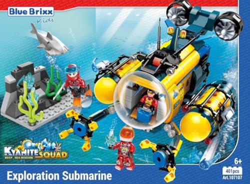 BlueBrixx Kids 107107 – Kyanite Squad Deep Sea: Erkundungs-U-Boot aus Klemmbausteinen mit 401 Bauelementen von BlueBrixx