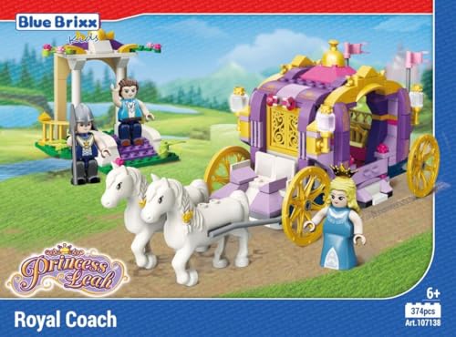 BlueBrixx Kids 107138 – Princess Leah: Königliche Kutsche aus Klemmbausteinen mit 374 Bauelementen von BlueBrixx