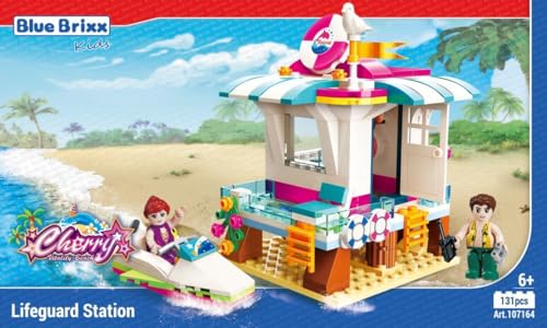 BlueBrixx Kids 107164 – Cherry: Rettungsschwimmerstation aus Klemmbausteinen mit 131 Bauelementen von BlueBrixx