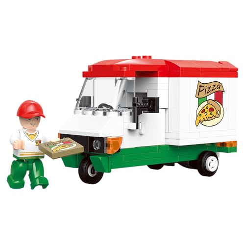 BlueBrixx Play 107743 – Pizzalieferung aus Klemmbausteinen mit 135 Bauelementen von BlueBrixx