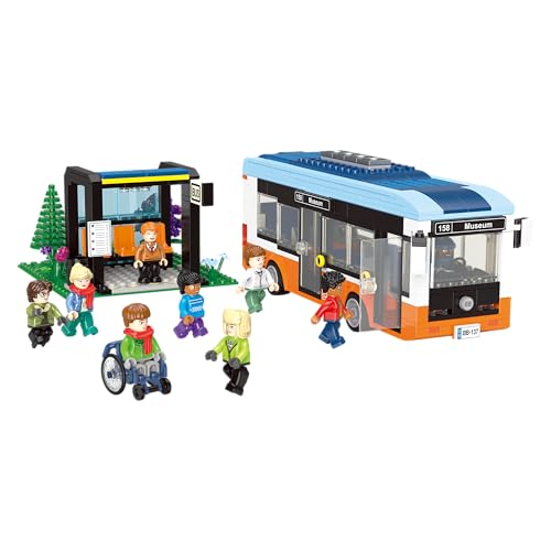 BlueBrixx Play 108137 – Stadtbus mit Haltestelle aus Klemmbausteinen mit 646 Bauelementen. Kompatibel mit Klemmbausteinen von Anderen Marken. Lieferung in Originalverpackung von BlueBrixx