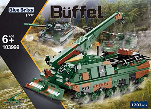BlueBrixx Pro 103999 – Bergepanzer Büffel, BPz3, Bundeswehr aus Klemmbausteinen mit 1203 Bauelementen. Kompatibel mit Lego. Lieferung in Originalverpackung. von BlueBrixx