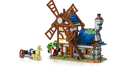 BlueBrixx Pro 104320 – Mittelalterliche Stadt - Windmühle aus Klemmbausteinen mit 1824 Bauelementen. Kompatibel mit Anderen Klemmbausteinen. Lieferung in Originalverpackung. von BlueBrixx