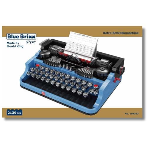 BlueBrixx Pro 104357 – Retro-Schreibmaschine aus Klemmbausteinen mit 2139 Bauelementen von BlueBrixx