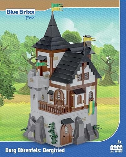 BlueBrixx Pro 105545 – Burg Bärenfels: Bergfried aus Klemmbausteinen mit 1140 Bauelementen. Kompatibel mit Anderen Klemmbausteinen. Lieferung in Originalverpackung. von BlueBrixx