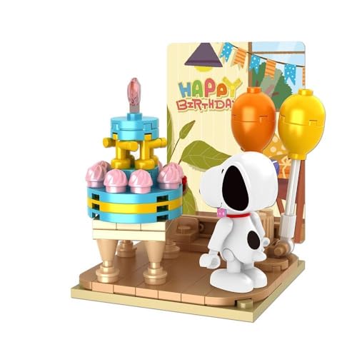 BlueBrixx Pro 107360 – Snoopy-Geburtstagsparty aus Klemmbausteinen mit 95 Bauelementen von BlueBrixx