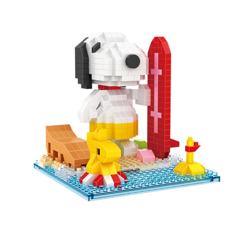 BlueBrixx Pro 107375 – Snoopy und Woodstock am Strand (Diamond Blocks) aus Klemmbausteinen mit 473 Bauelementen von BlueBrixx