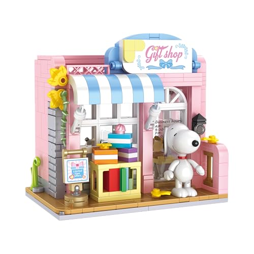 BlueBrixx Pro 107426 – Snoopys Geschenkeladen aus Klemmbausteinen mit 430 Bauelementen von BlueBrixx